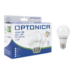   Optonica A60 LED izzó E27 9W 806lm 6000K hideg fehér 3db/csomag 1330
