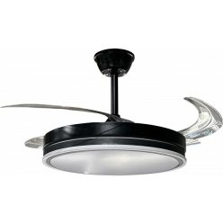   Optonica ventilátoros mennyezeti LED lámpa távirányítóval fekete 36W CCT 19102