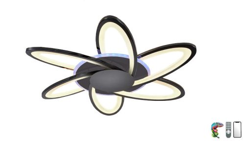 MasterLED Lucero Carlos 162 W-os, 68 cm átmérőjű fekete LED távirányítós és mobil applikációval vezérelhető mennyezeti lámpa