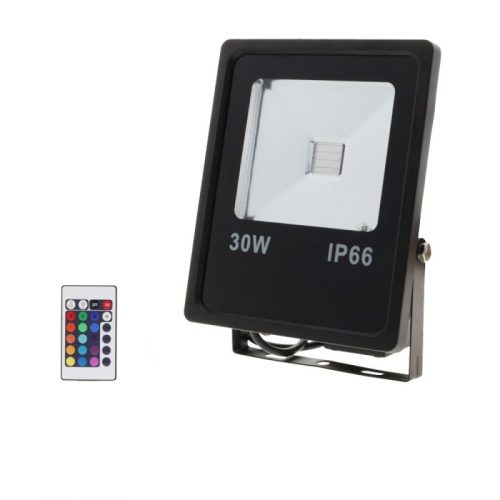 Optonica RGB LED reflektor távirányítóval 30W 2400lm 120º fekete IP66 FL5212